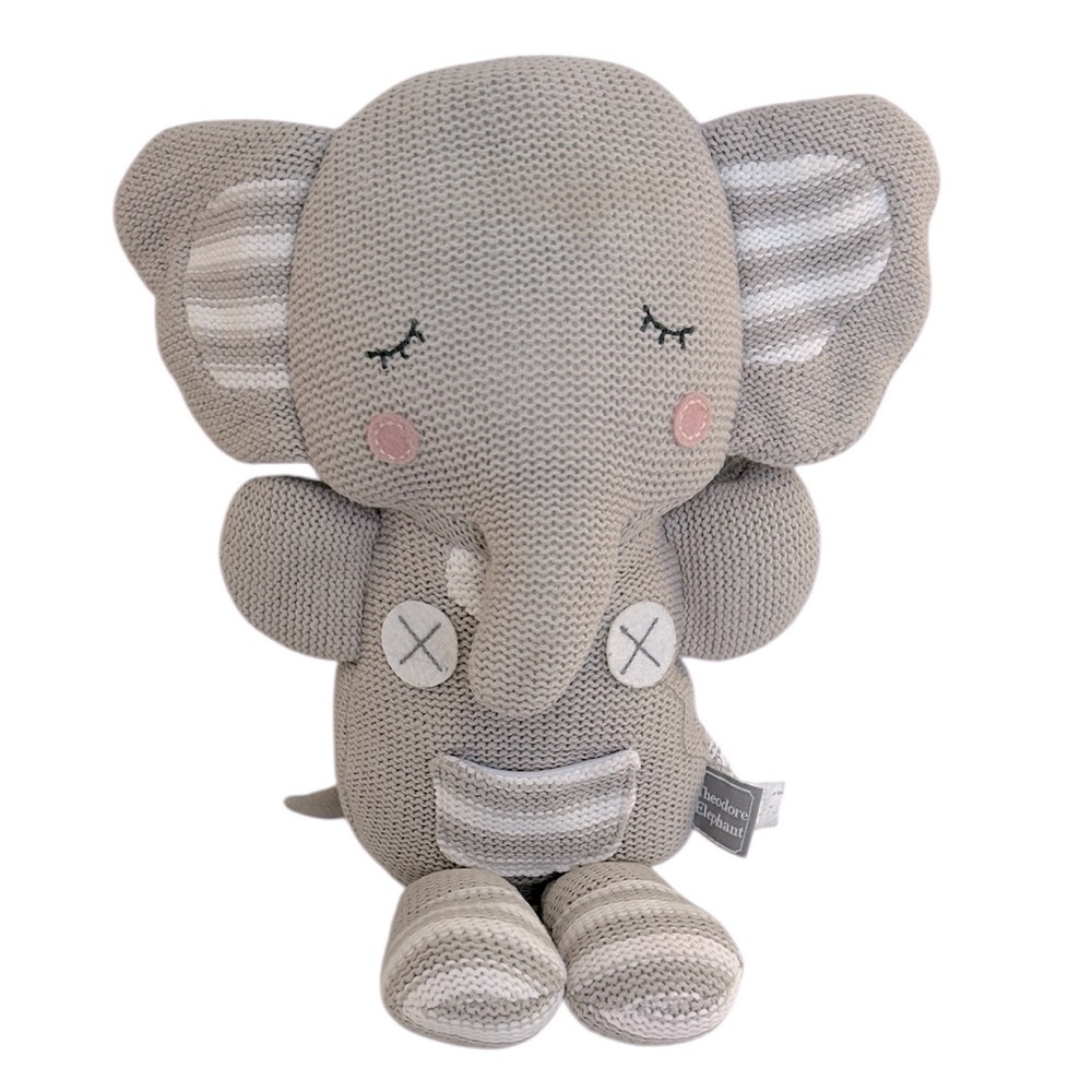 Theodore Elephant Adorable Gray Plush Baby Toy with Rattle Stuffed Animal